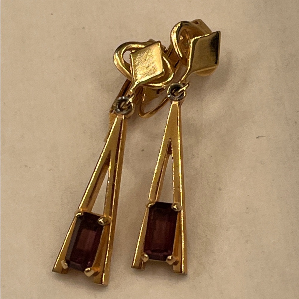 Avon Gold and purple glass clip-on’s